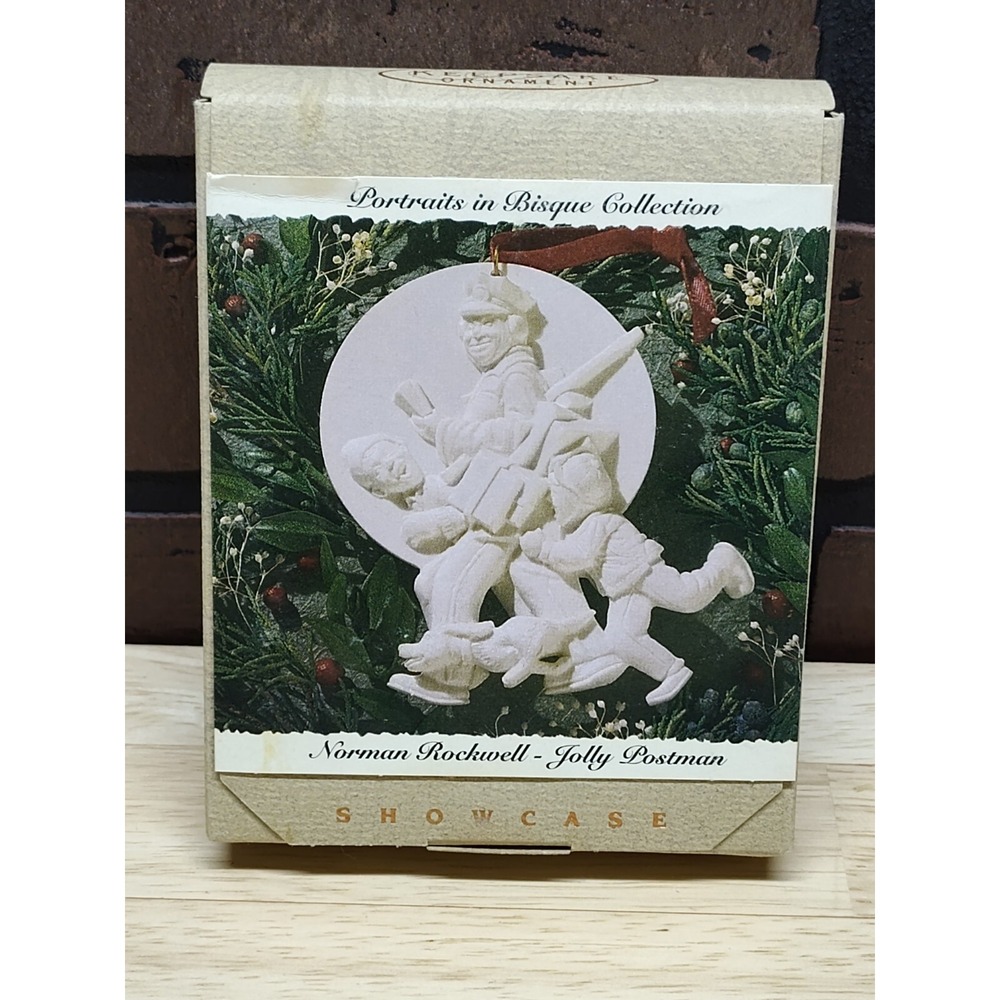 Hallmark 1993 Jolly Postman Bisque Keepsake Ornament Norman Rockwell Holiday